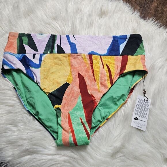 Calia by Carrie Underwood Wide Band Bikini Swim Bottom Size 1X Multi Lycra NEW - Picture 1 of 7